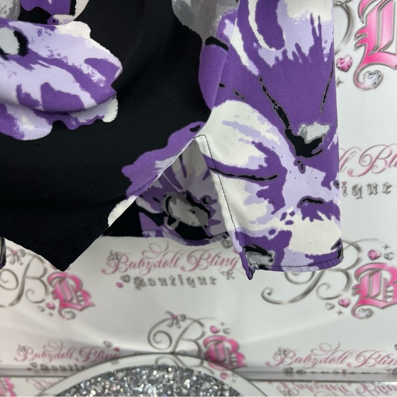 Ricki's long sleeve blouse half zip silver Black and Purple Floral Blouse - Picture 10 of 11